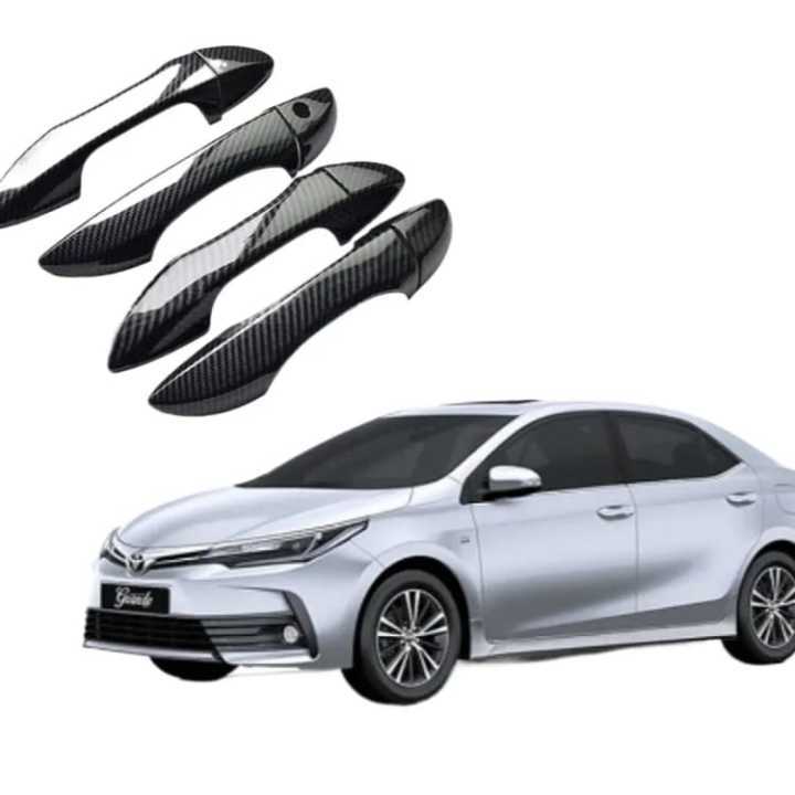 Toyota Corolla 2015 Door Handle Covers – Carbon Fiber / Glossy Black | Sialkot Motorsports