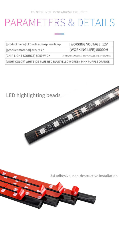 Car RGB Atmosphere Light– 4 PCS | Sialkot Motorsports